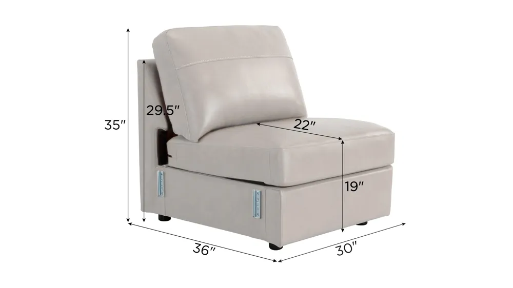 Harley Leather Armless Chair Dimensions