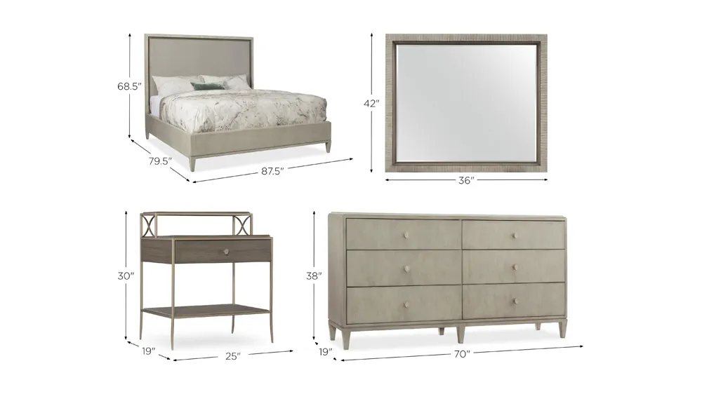 Elixir 4-pc. Upholstered Bedroom Set Dimensions