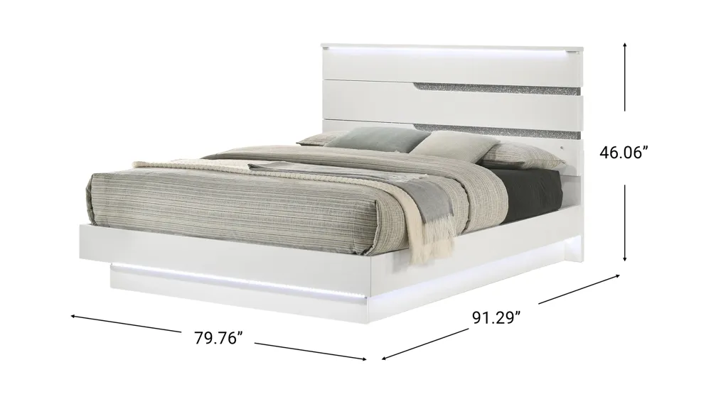 Paradox Platform Bed with LED Lighting Dimensions
