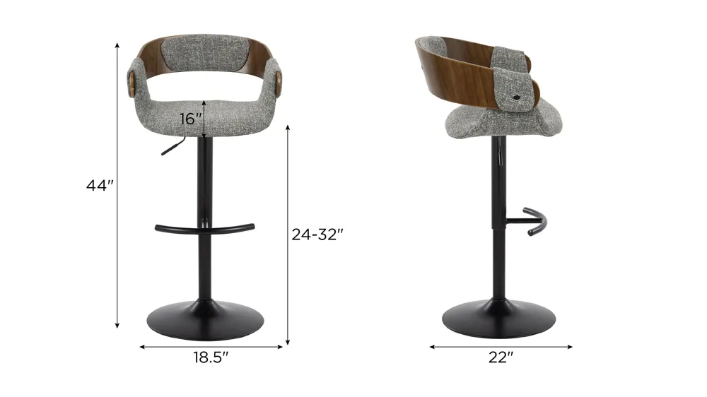 Elisa Adjustable Barstool - Set of 2 Dimensions