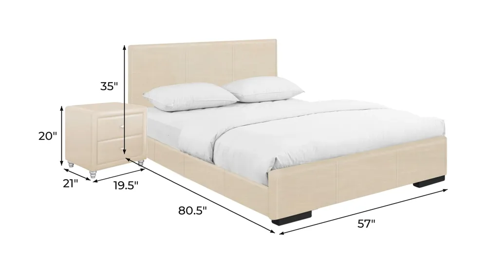 Hindes Platform Bed with 1 Nightstand Dimensions