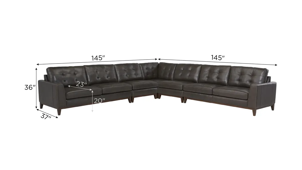 Wheaton Leather 5-pc. Sectional Dimensions