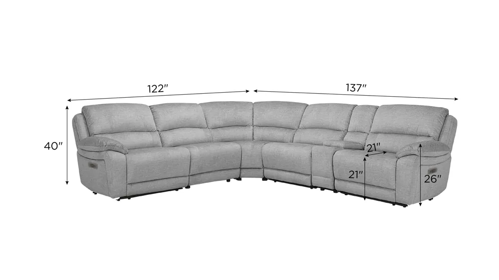 Marley 6-pc. Power Sectional Dimensions