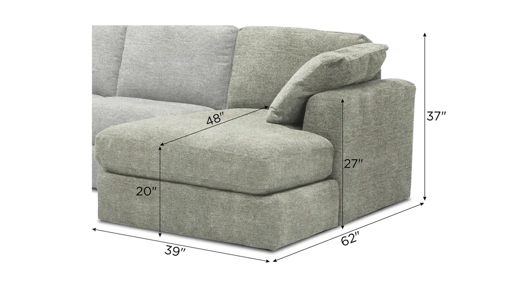 Nappily Right Arm Facing Chaise Dimensions