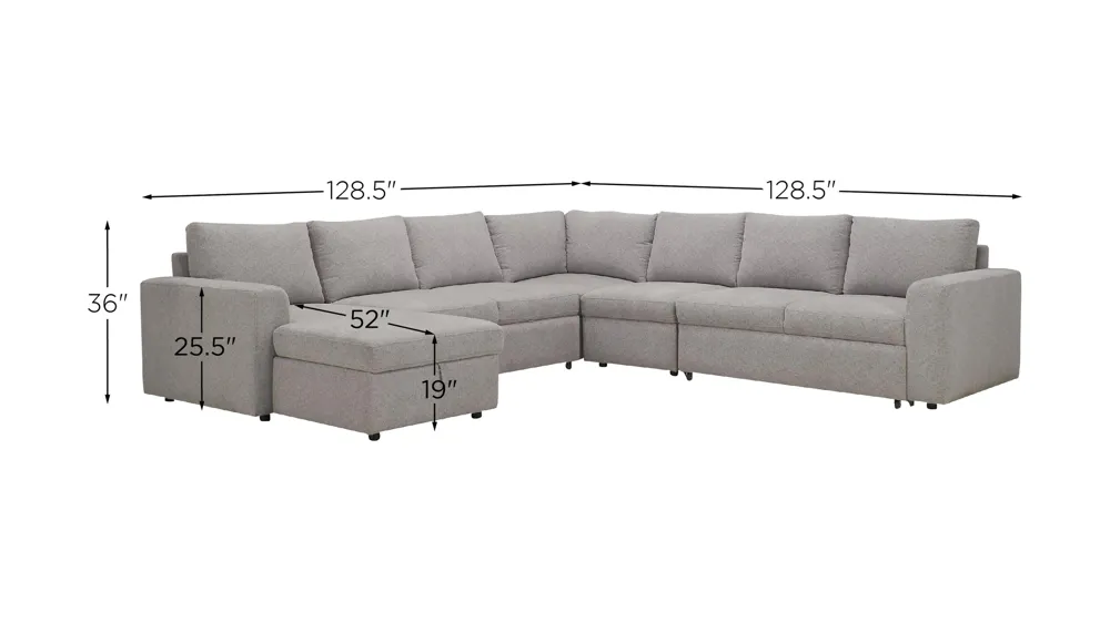 Barry 5-pc. Sectional w/ Pop-Up Sleeper Dimensions