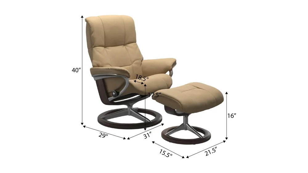 Mayfair Small Signature Chair w/ Ottoman Dimensions