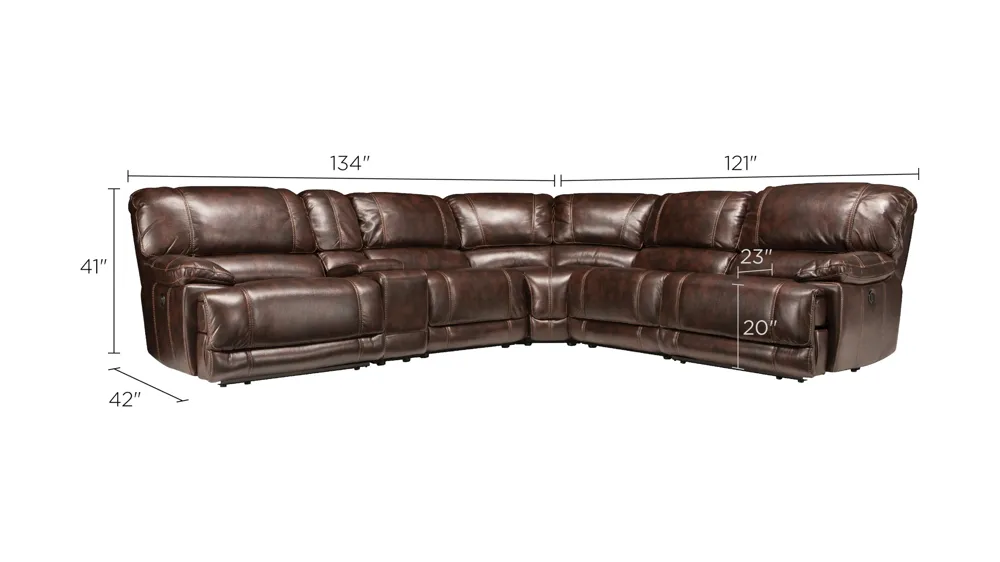 Dowling 6-pc. Sectional Sofa w/ 2 Power Recliners Dimensions