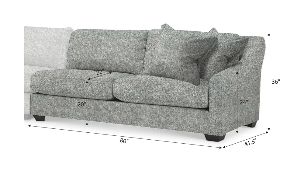 Thatcher Right Arm Facing Loveseat Dimensions