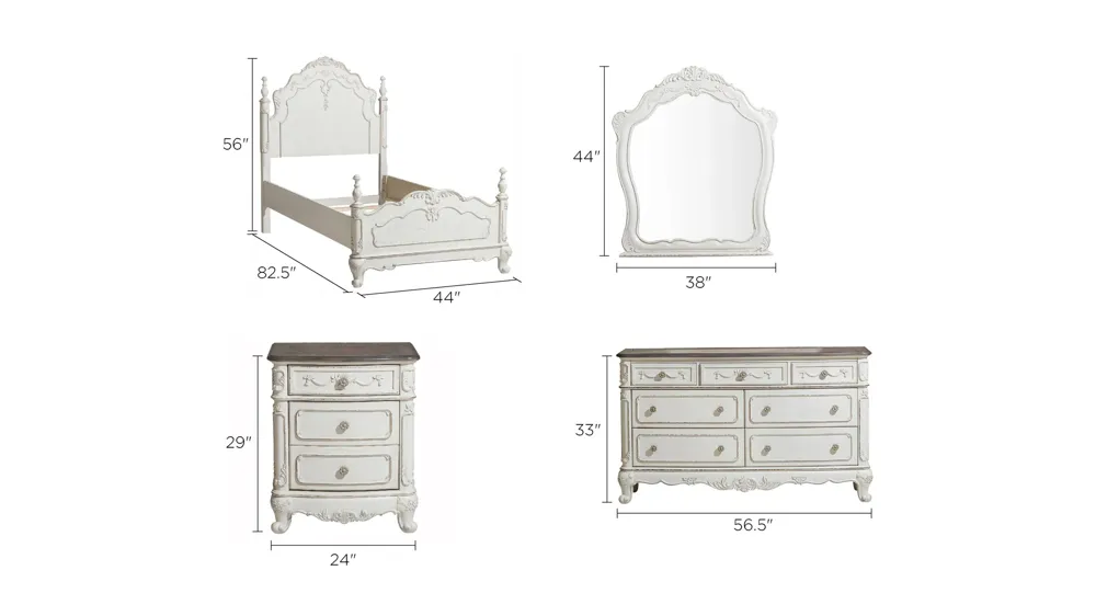 Averny 4-pc. Bedroom Set Dimensions