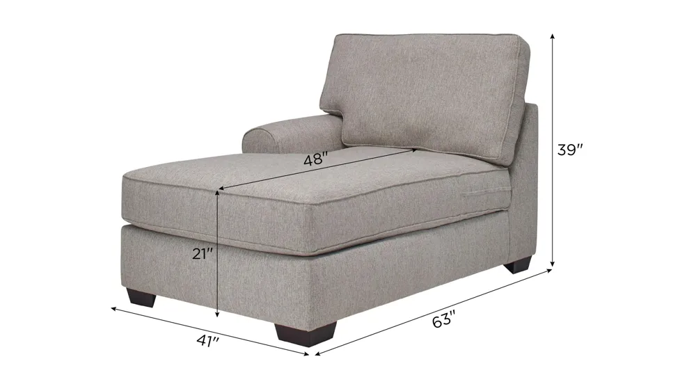 Suzanne Left Arm Facing Chaise Dimensions