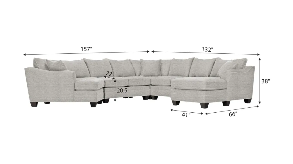 Foresthill 5-pc. Right Hand Facing Sectional Sofa Dimensions