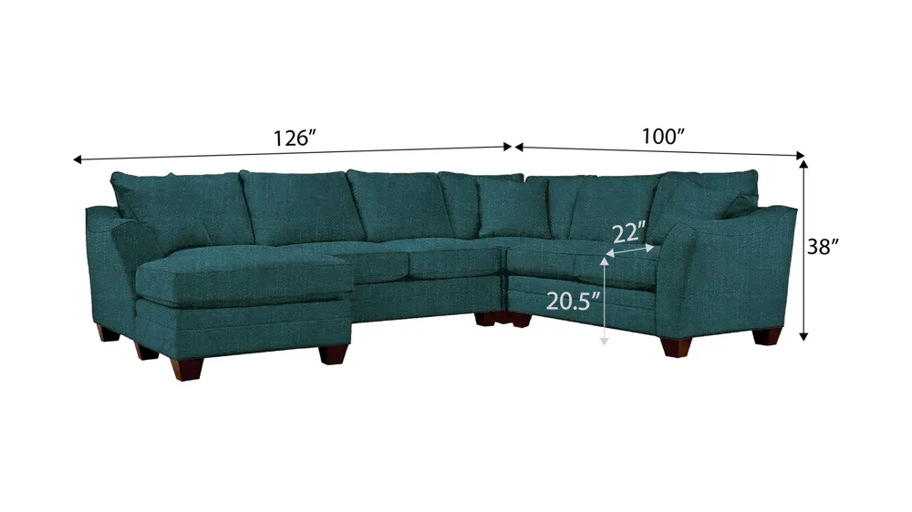 Foresthill 4-pc. Left Hand Chaise Sectional Sofa Dimensions