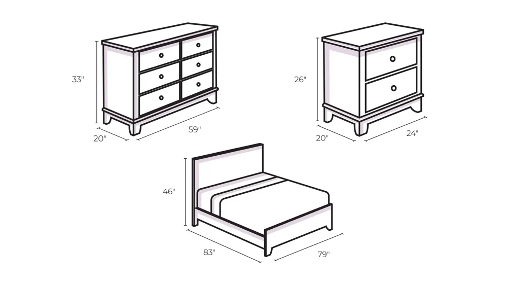 Aldo 4-pc. Bedroom Set Dimensions
