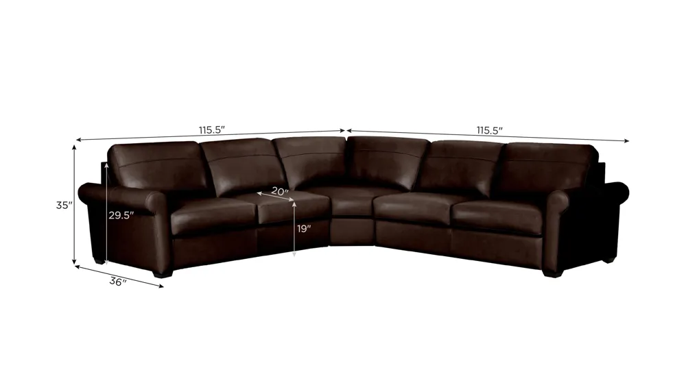 Harley 4-pc. Leather Sectional Dimensions