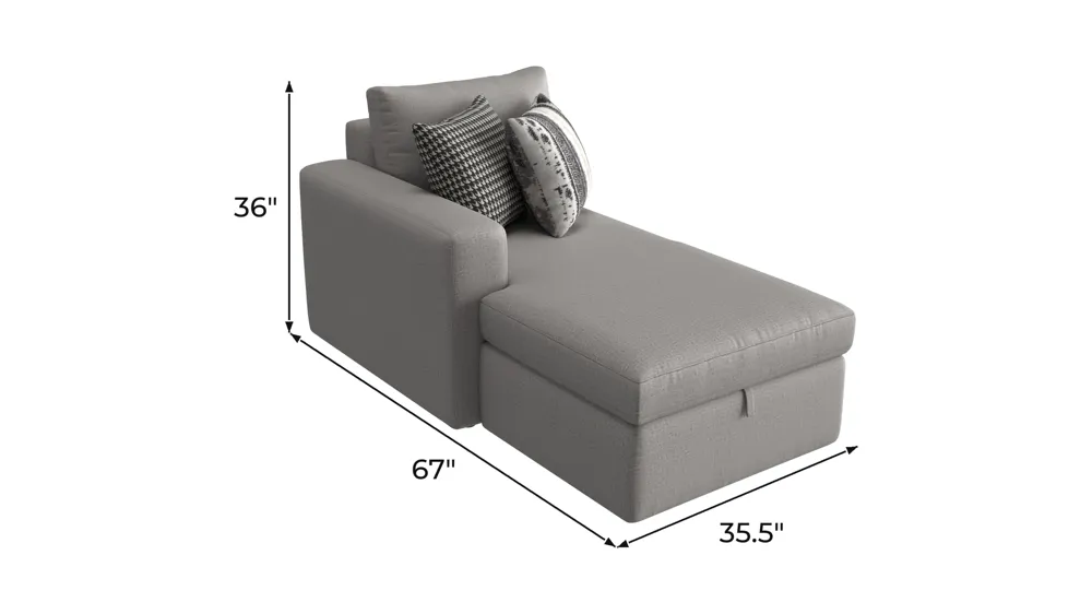 Barry Left Arm Facing Storage Chaise Dimensions