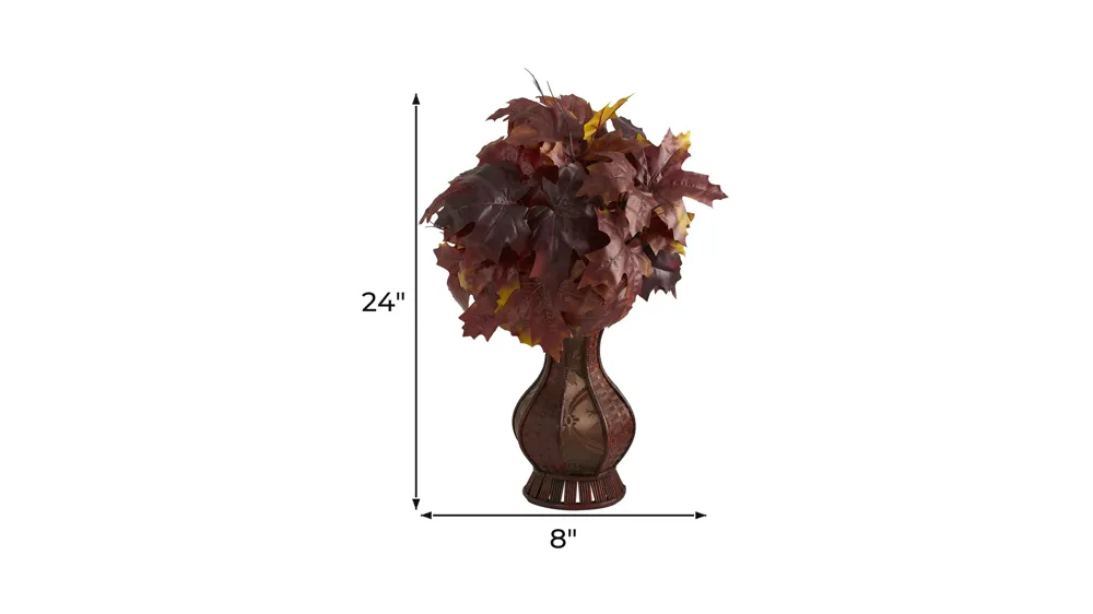 Fall foliage 24" Maple Leaves in Decorative Planter Dimensions