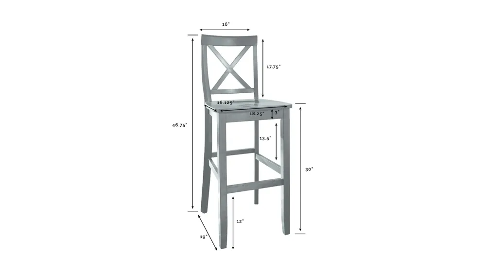 X-Back Bar Stool - Set of 2 Dimensions
