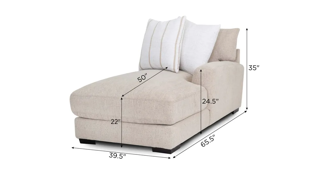 Carter Right-Arm-Facing Chaise Dimensions