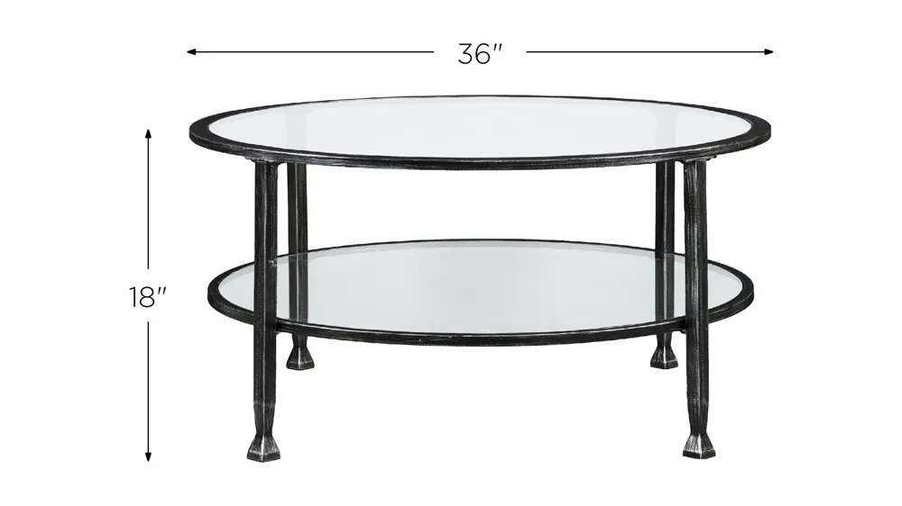 Bexley Metal/Glass Round Cocktail Table Dimensions
