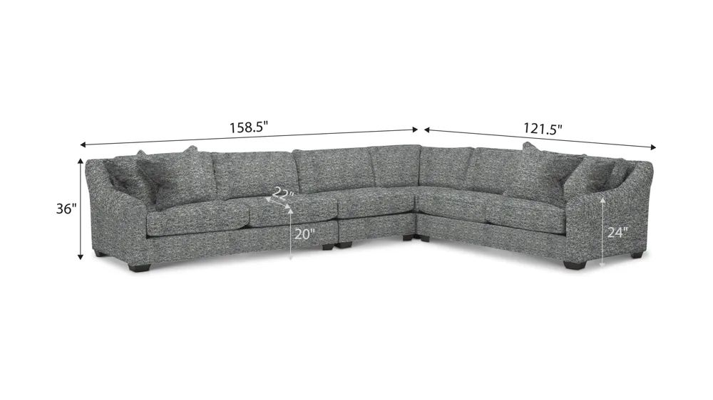 Thatcher 4-pc. Sectional Dimensions