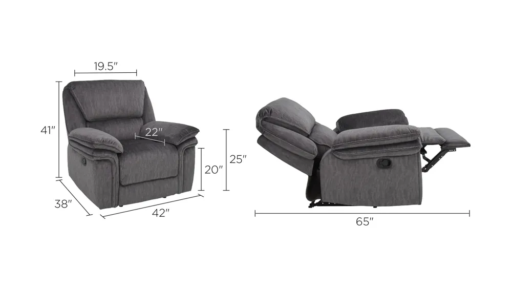 Portman Microfiber Recliner Dimensions
