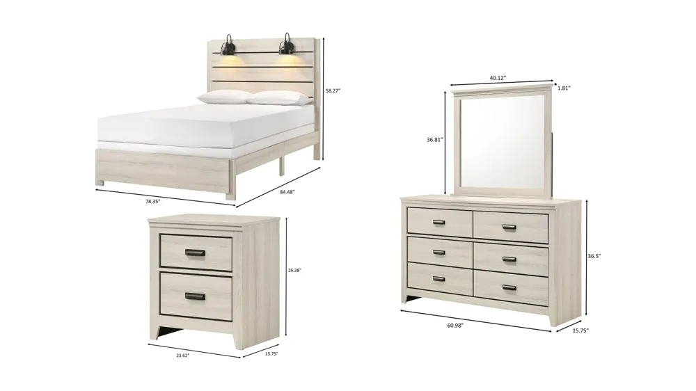 Carter 4-pc. Bedroom Set Dimensions