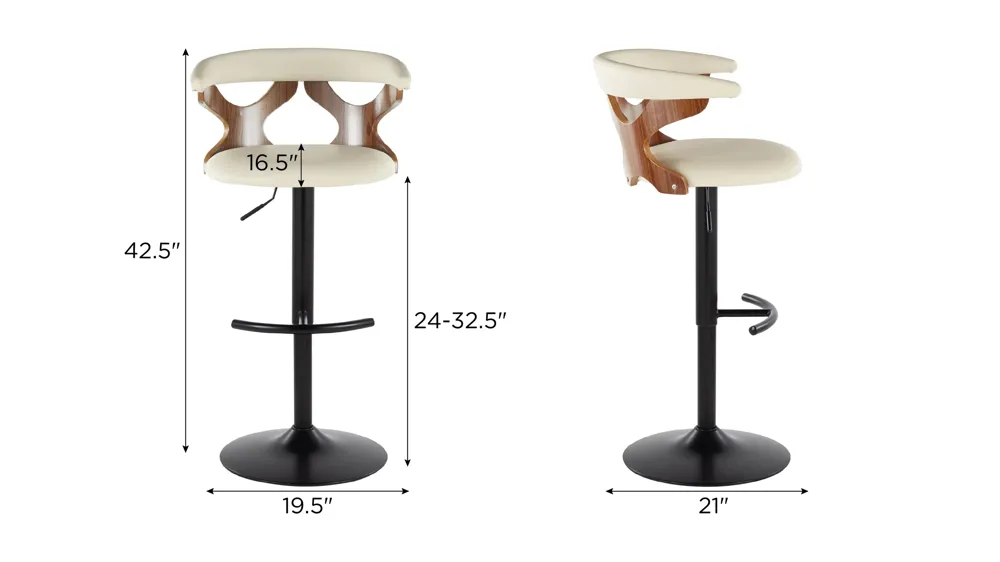 Gardenia Adjustable Barstool - Set of 2 Dimensions