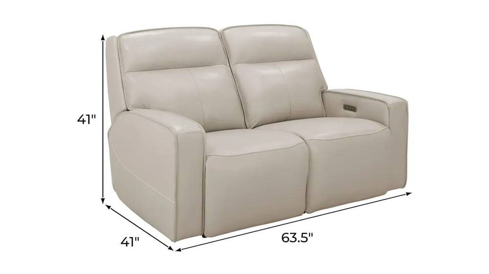 Beckett Power Loveseat with Power Headrest and Power Lumbar Dimensions