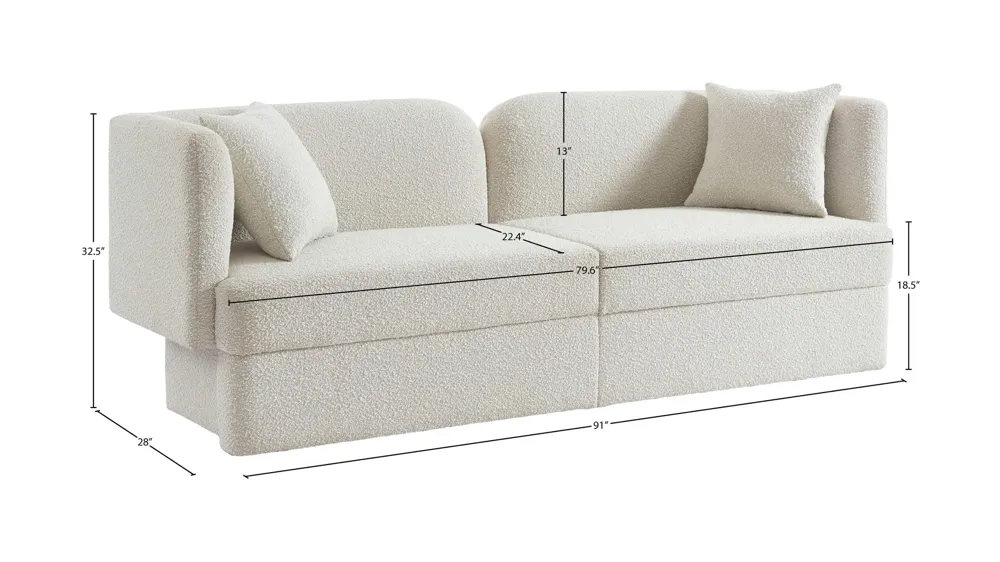 Marcel Boucle Fabric Sofa Dimensions