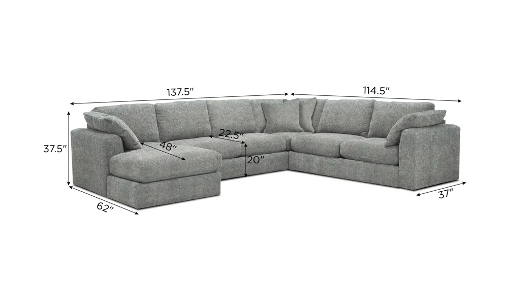 Nappily 4-pc. Sectional Dimensions