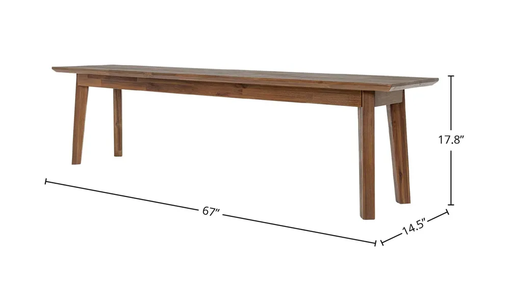 Gia Bench - Warm Pecan Dimensions