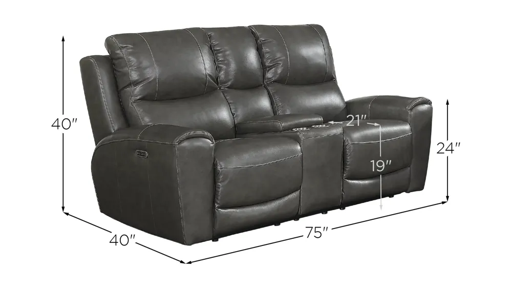 Laurel Power Reclining Console Loveseat Dimensions