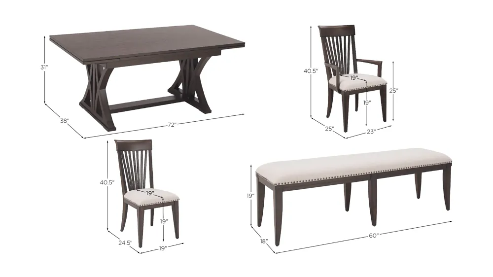 Prescott 6-pc. Dining Set Dimensions