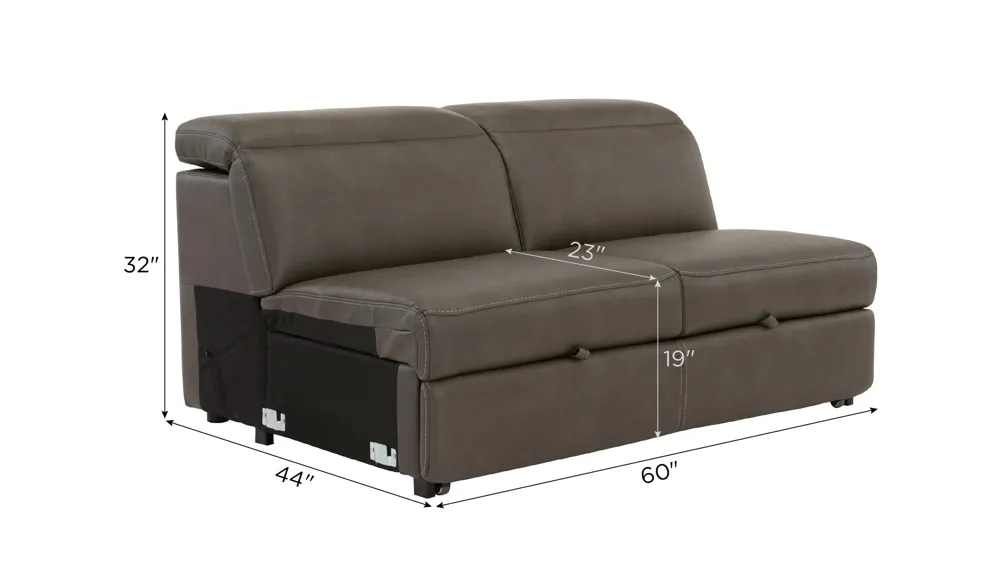 Orion Armless Loveseat w/Pop Up Sleeper and Speaker Headrest
