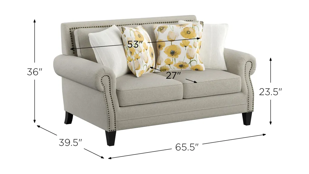 Celia Saxon Loveseat Dimensions