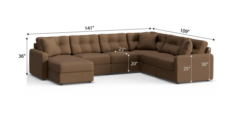 ModularOne 6-pc. Sectional Dimensions