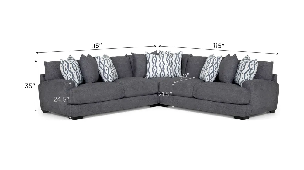 Carter 3-pc. Sectional Dimensions