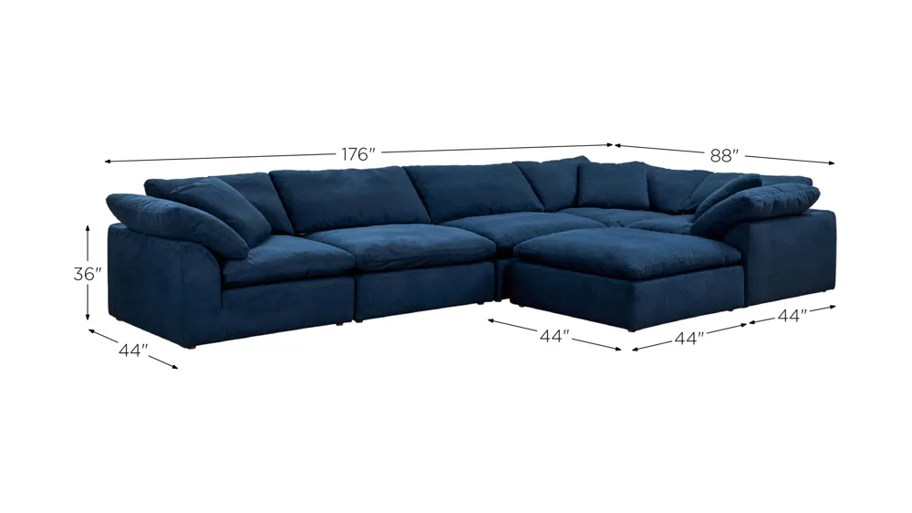 Puff Slipcover 6-pc. Sectional Dimensions