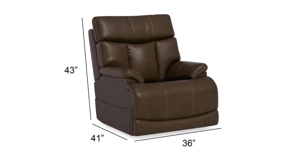 Clive Leather Power Recliner with Power Headrest and Lumbar Dimensions