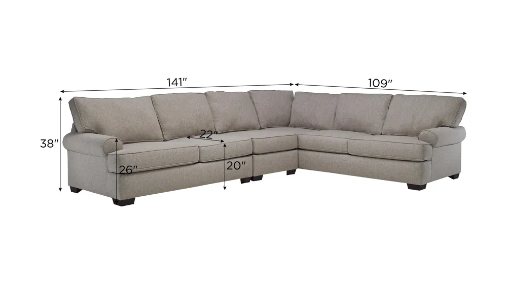 Suzanne 3-pc. Sectional Dimensions