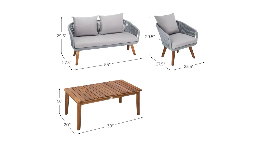 Prester 4-pc. Patio Set Dimensions