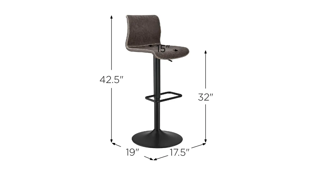 Jayden Gaslift Bar Stool: Set of 2 Dimensions