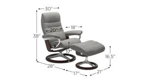 Stressless Opal Medium Signature Reclining Chair and Ottoman