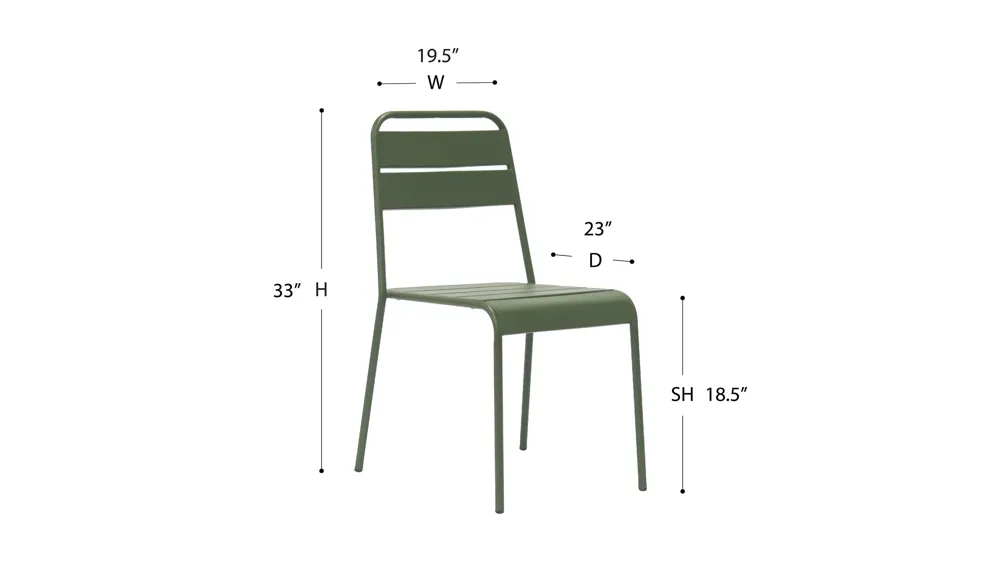 Rosco Outdoor Side Chair - Set of 2 Dimensions