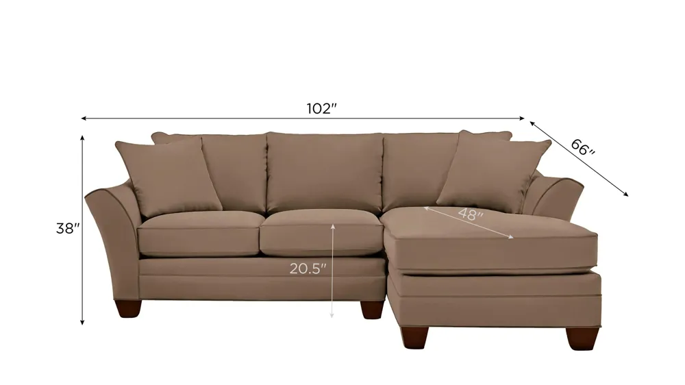 Foresthill 2-pc. Right Hand Chaise Sectional Sofa Dimensions