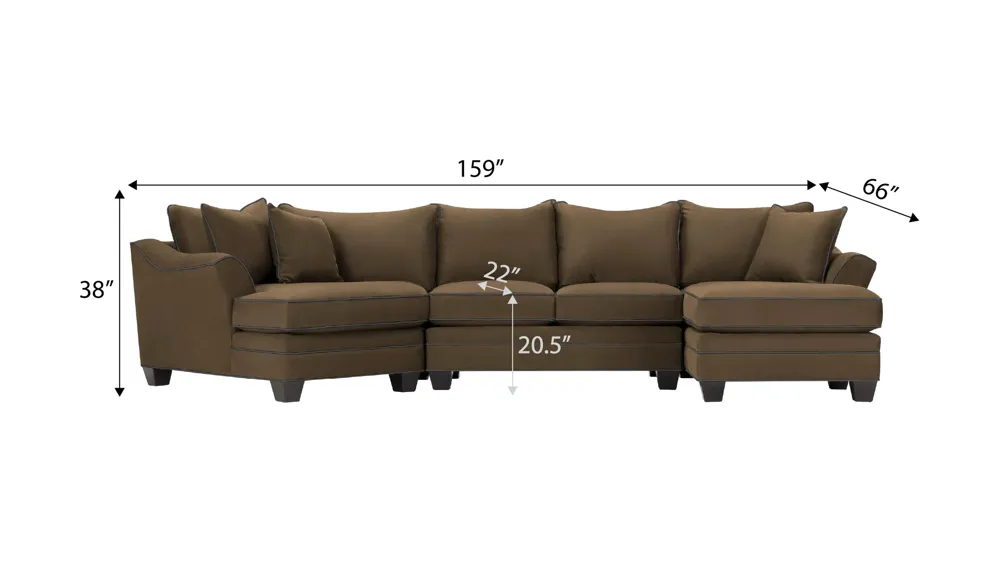 Foresthill 3-pc. Right Hand Facing Sectional Sofa Dimensions