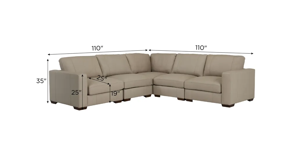 Oaklynn Leather 5-pc. Sectional Dimensions