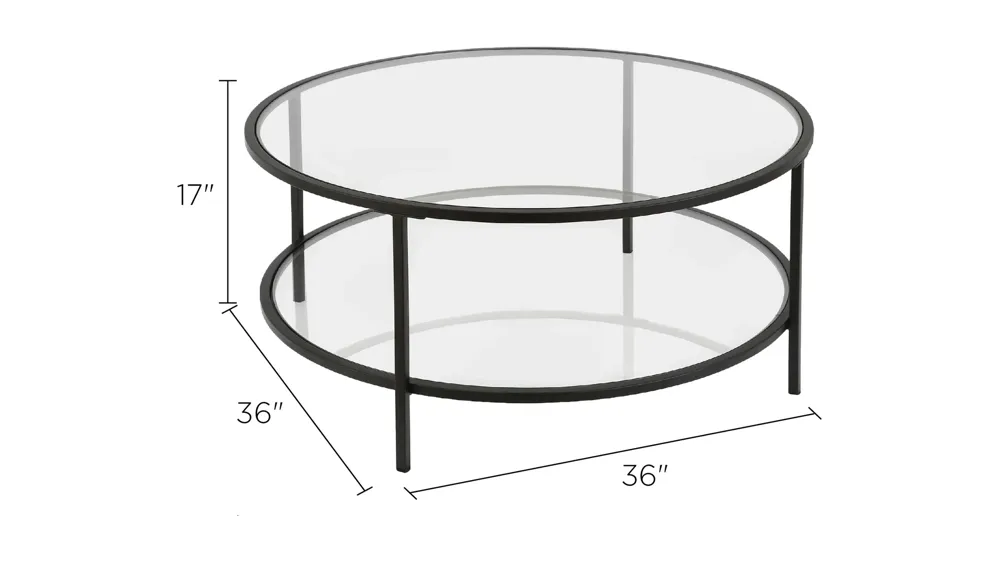 Sivil Round Coffee Table with Glass Shelf Dimensions