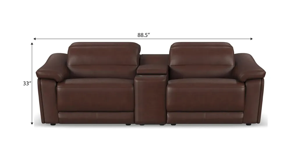 Tucker 3-pc. Triple Power Leather Console Loveseat Dimensions