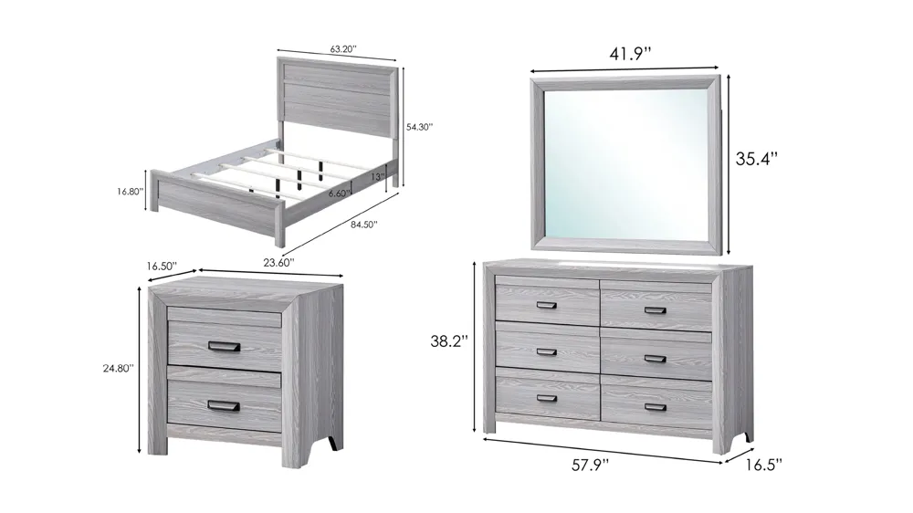 Adelaide 4-pc. Bedroom Set Dimensions